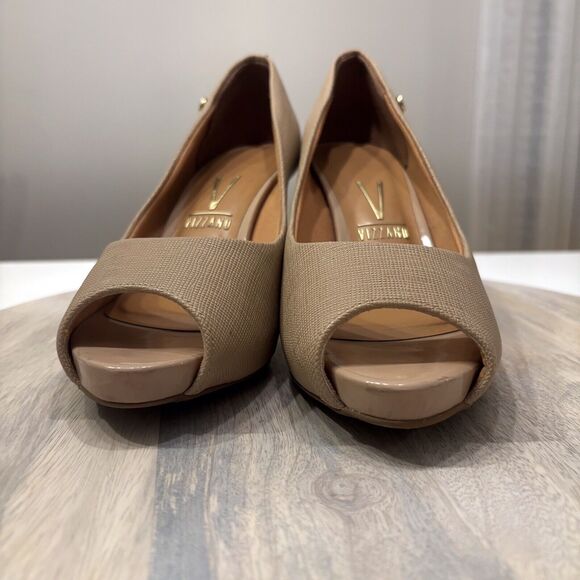 Vizzano Women's Terracota Classic Peep Toe Leather Pumps‎ Shoes Heels US Size 10 - Picture 4 of 11